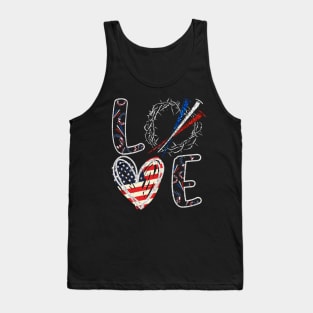 Love Jesus American Flag 4th Of July Tank Top